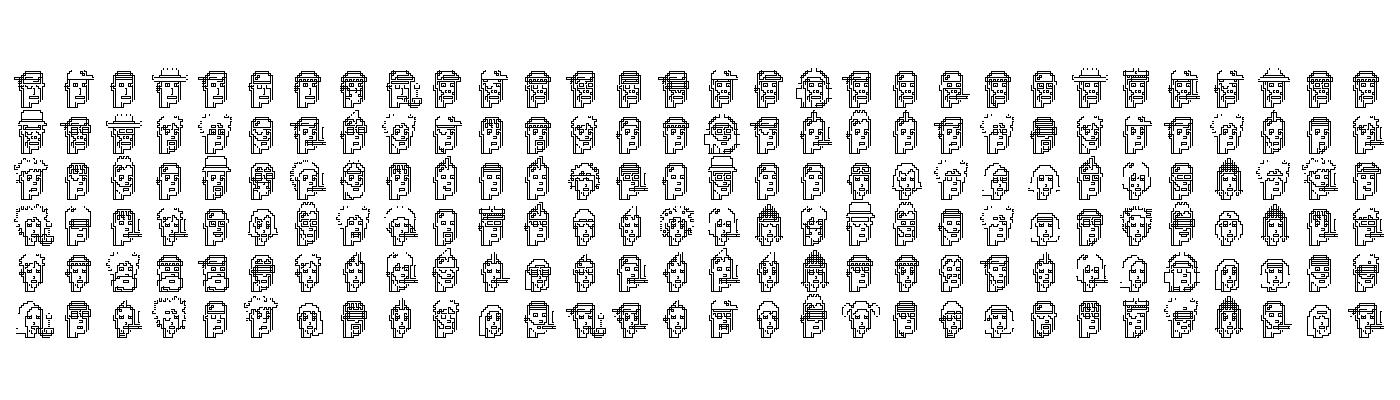 Animated grid of M0N0PUNKS artwork